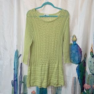Andrea Jovine Women’s Lime Green Crochet Sweater
